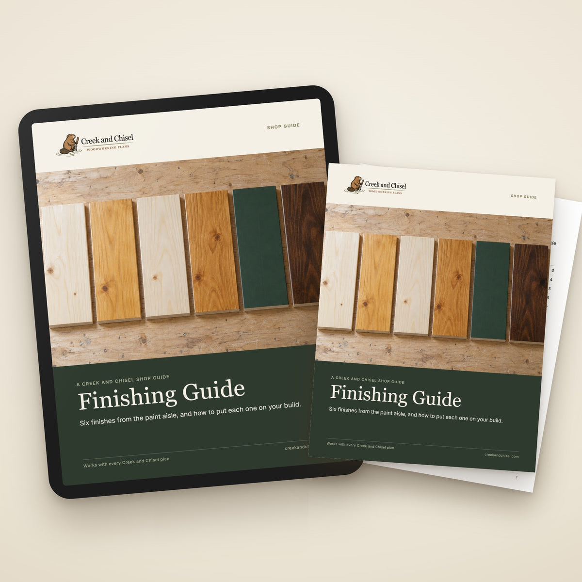 Finishing Guide cover on a tablet and as a printed copy