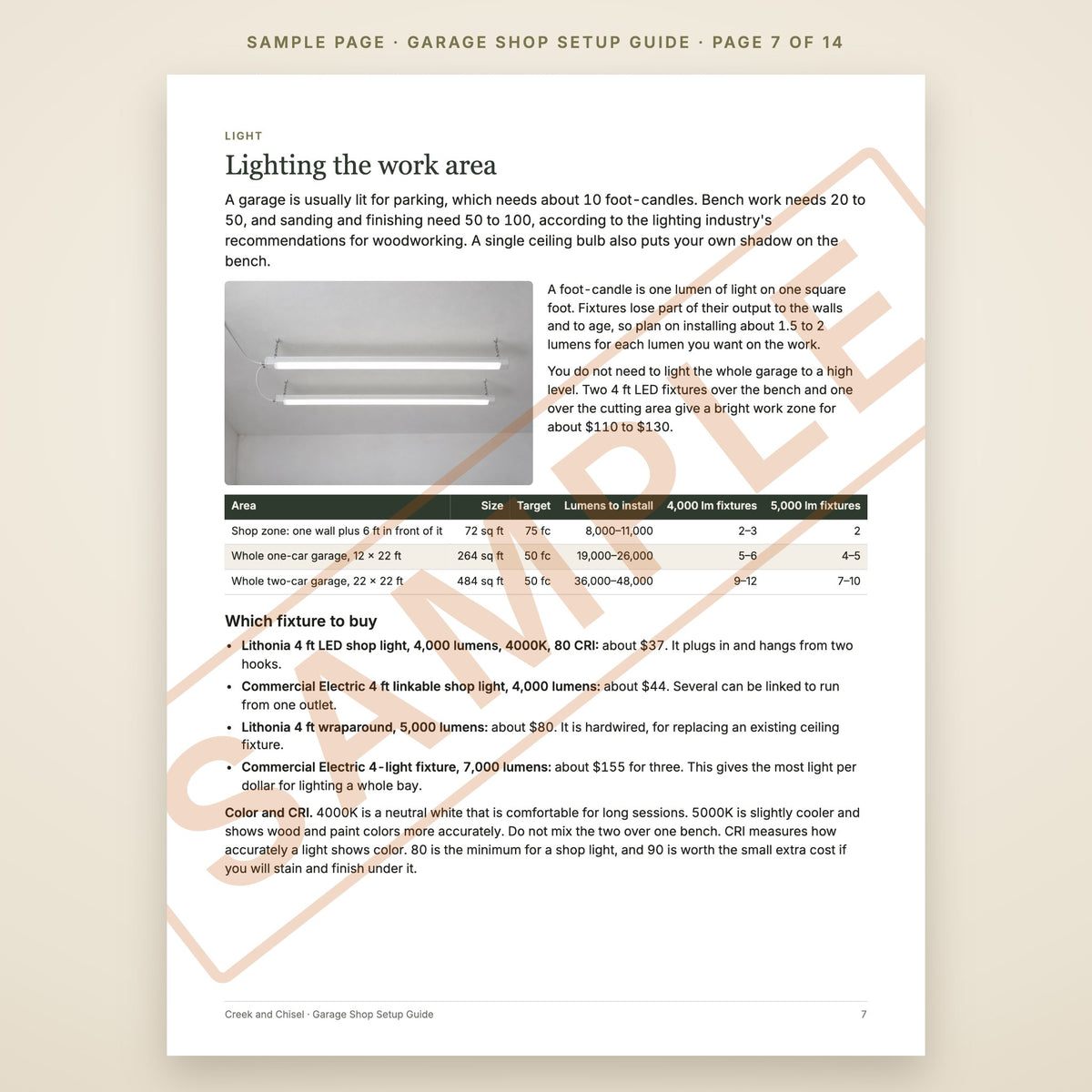 Garage Shop Setup Guide, sample page 7