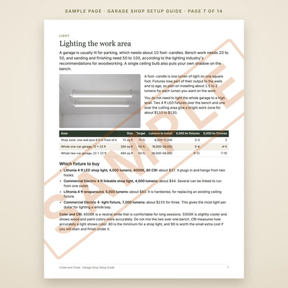 Garage Shop Setup Guide, sample page 7